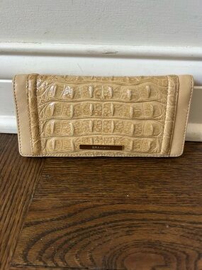 Brahmin Ady Camel Calhoun Croc Embossed  Leather Wallet New